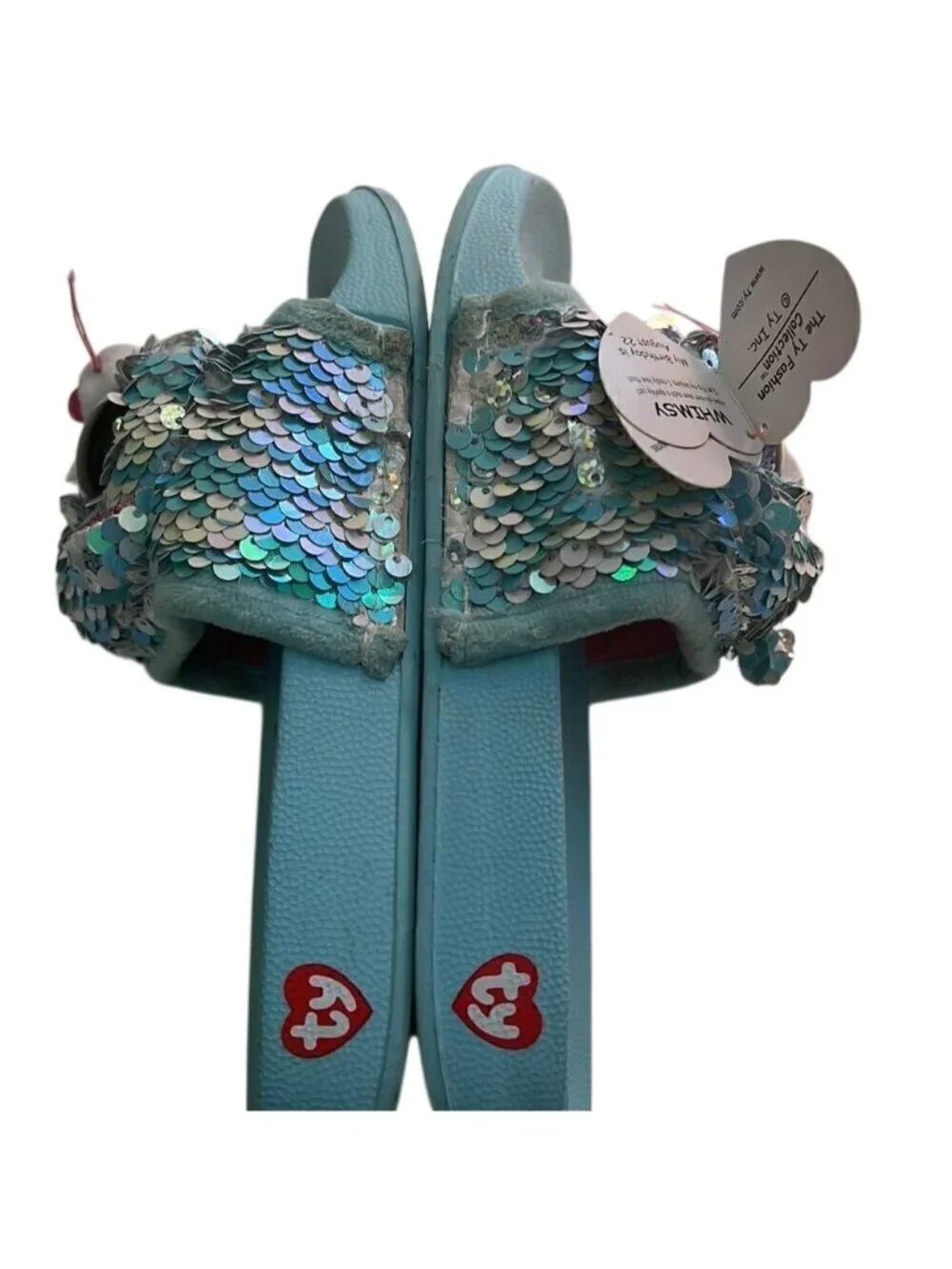 Ty Whimsy Cat Reversible Sequins Slide On Flip Flops Girls Size 1-3